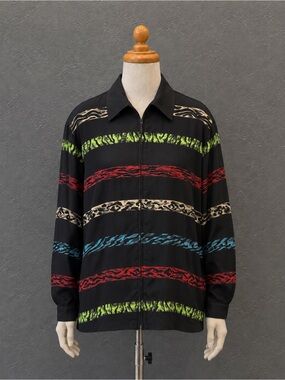 Alfred Dunner Jacket Women's Sheer Black Colorful Ze Print Zip 20W